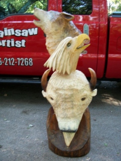 Eagle Wolf and Buffalo Head