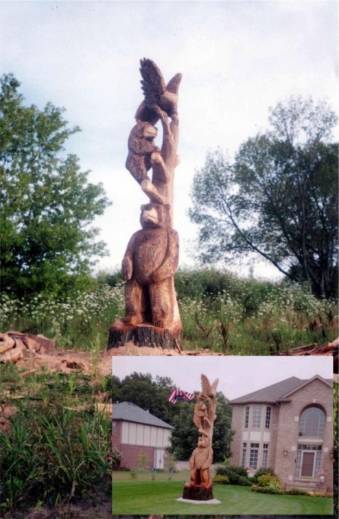 Two Bears and an Eagle on a Tree